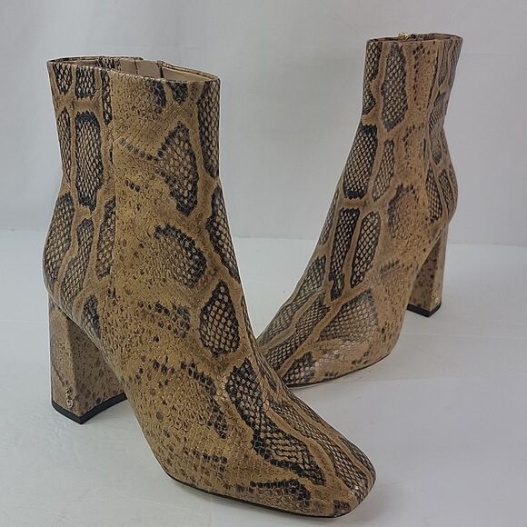 Sam Edelman Codie Snake-Embossed Leather Ankle Boots - Picture 3 of 16